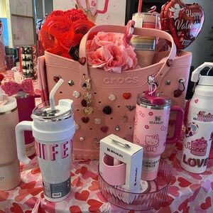 CROCS Pink Tote with Heart Charms